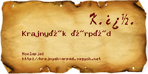Krajnyák Árpád névjegykártya